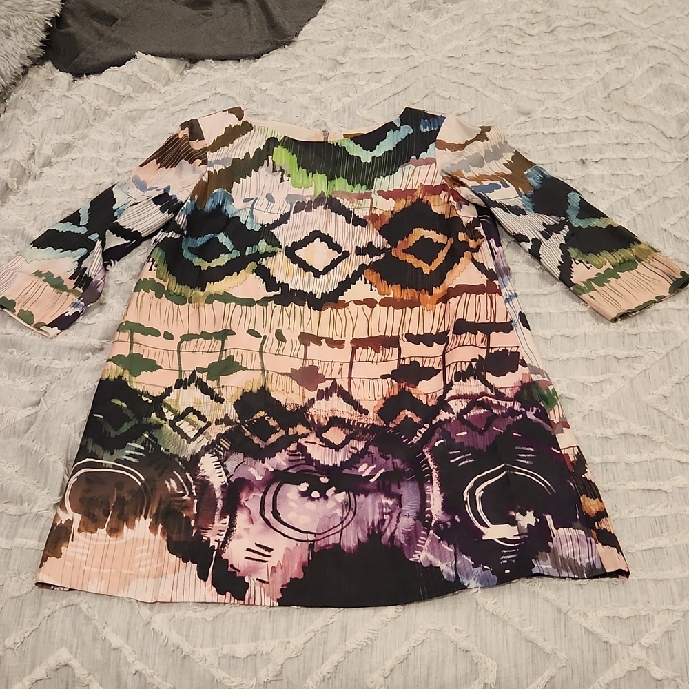 Beautiful abstract 100% silk Ali ro sheath dress size 12!